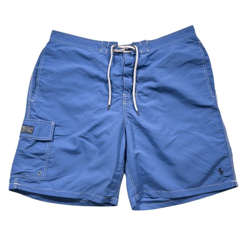 Polo Ralph Lauren Mens Swim Trunks 2XL Blue Cargo Board Shorts Mesh Lined XXL